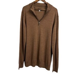 Thomas Dean Extra Fine Merino Wool Blend 1/4 Zip Sweater Men’s XXL Tan Preppy